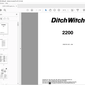 Ditch Witch 2200 Parts Manual 050-606 PDF