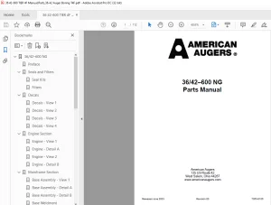 Ditch Witch 36 42-600 NG Machine Parts Manual 7053-0105 PDF