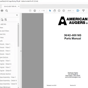 Ditch Witch 36 42-600 NG Machine Parts Manual 7053-0105 PDF