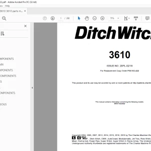 Ditch Witch 3610 Parts Manual 053-422 PDF