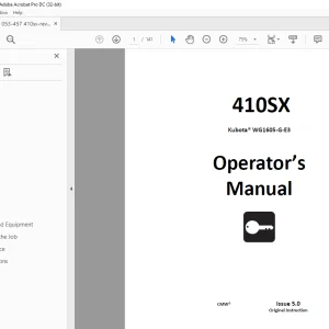 Ditch Witch 410SX Kubota® WG1605-G-E3 Operator's Manual 053-2678 PDF
