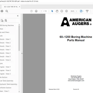 Ditch Witch 60–1200 Boring Machine Parts Manual 7053-0097 PDF
