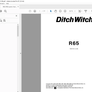 Ditch Witch 65 Parts Manual 050-544 PDF