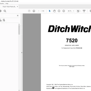 Ditch Witch 7520 Parts Manual 053-408 PDF