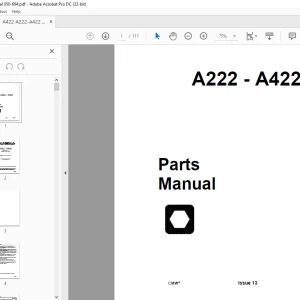 Ditch Witch A222 - A422 Backhoe Parts Manual 050-694 PDF