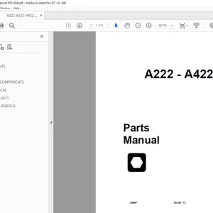 Ditch Witch A222 - A422 Backhoe Parts Manual 050-694 PDF