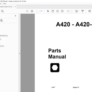 Ditch Witch A420 & A420-1 Backhoe Parts Manual 050-665 PDF