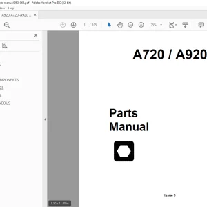 Ditch Witch A720  A920 Backhoe Parts Manual 053-068 PDF