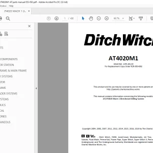 Ditch Witch AT4020M1 Parts Manual 053-092 PDF