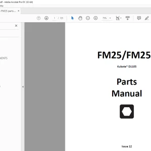 Ditch Witch FM25/FM25X Kubota® D1105 Parts Manual 053-1153 PDF