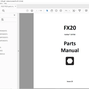 Ditch Witch FX20 & S4S Trailer Kohler® CH740 Parts Manual 053-1229 PDF