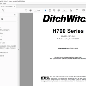 Ditch Witch H700 Series Parts Manual 053-409 PDF