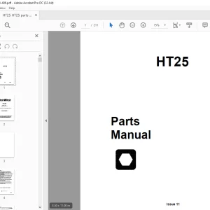 Ditch Witch HT25 Trencher & A225 Backhoe Parts Manual 053-496 PDF