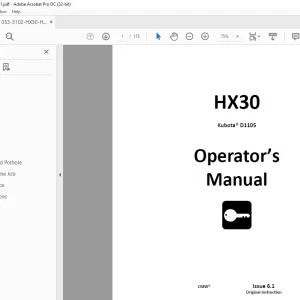 Ditch Witch HX30 Kubota® D1105 Operator’s Manual 053-3102 PDF