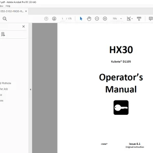Ditch Witch HX30 Kubota® D1105 Operator’s Manual 053-3102 PDF
