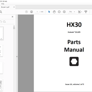 Ditch Witch HX30 Kubota® D1105 Parts Manual 053-3045 PDF