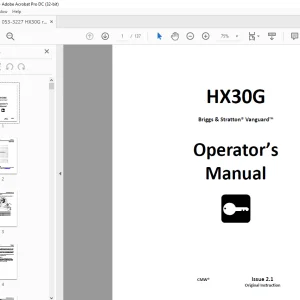 Ditch Witch HX30G Briggs & Stratton® Operator’s Manual 053-3227 PDF