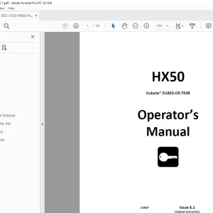 Ditch Witch HX50 Kubota® D1803-CR-TE4B Operator’s Manual 053-3103 PDF