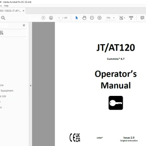 Ditch Witch JT120 / AT120 Cummins® 6.7 Operator's Manual 053-10025 PDF