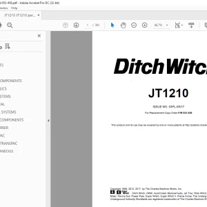 Ditch Witch JT1210 Parts Manual 053-458 PDF
