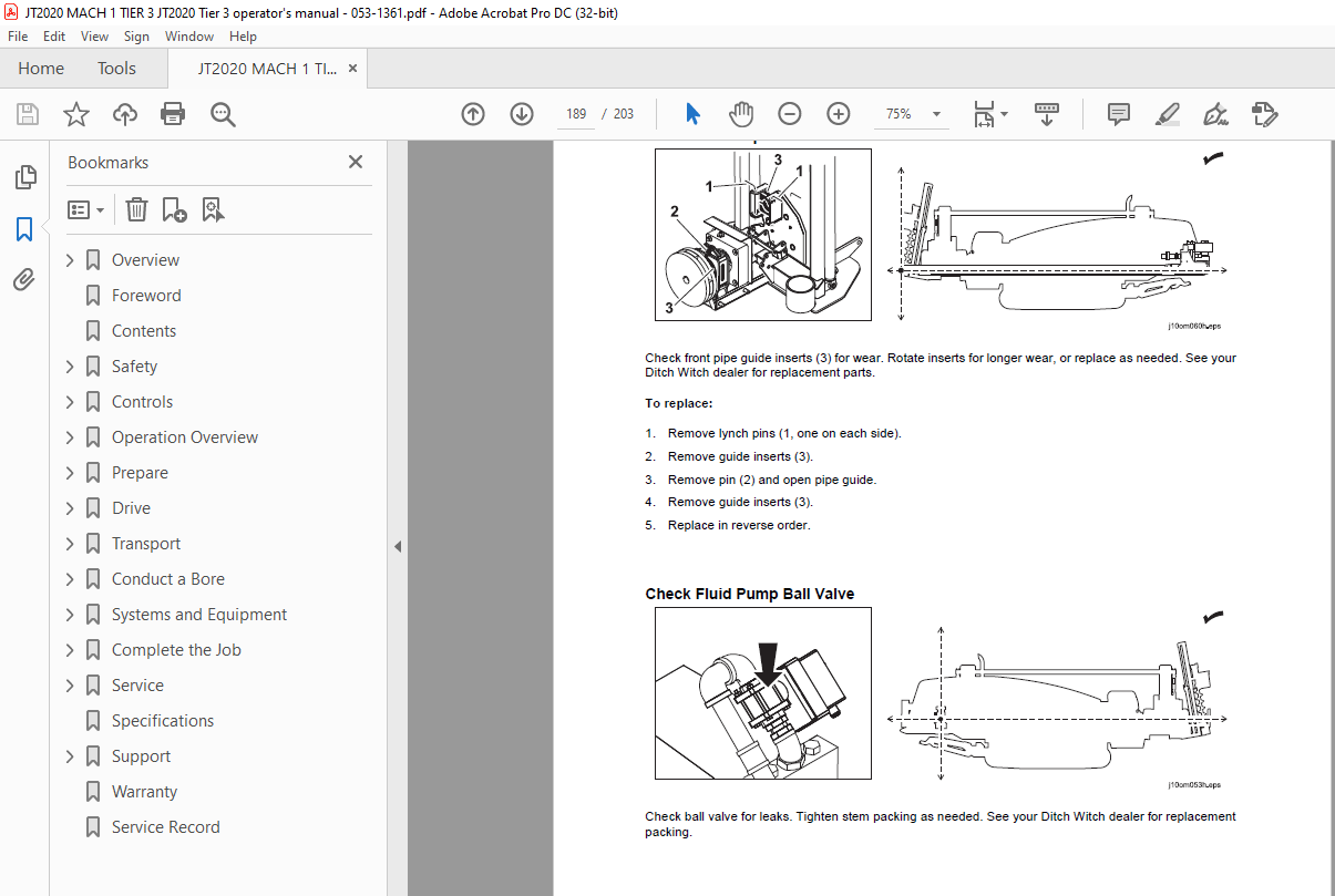 Ditch Witch JT2020 Mach 1 Tier 3 Operator's Manual 053-1361 PDF ...