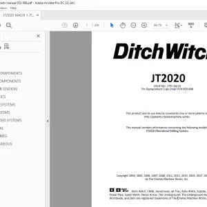 Ditch Witch JT2020 Parts Manual 053-098 PDF