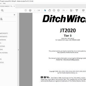 Ditch Witch JT2020 Tier 3 Parts Manual 053-1264 - PDF DOWNLOAD