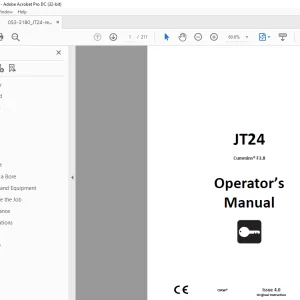 Ditch Witch JT24 Cummins® F3.8 Operator's Manual 053-3180 PDF