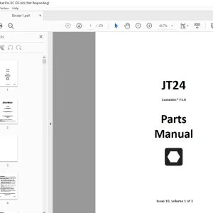 Ditch Witch JT24 Cummins® F3.8 Parts Manual 053-2062 PDF