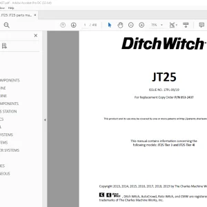 Ditch Witch JT25 Tier 3 & JT25 Tier 4i Parts Manual 053-2437 PDF