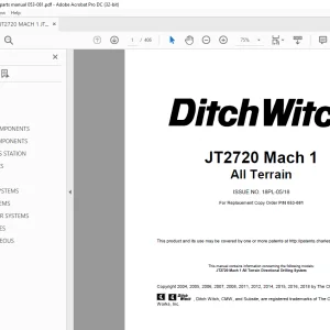 Ditch Witch JT2720 Mach 1 All Terrain Parts Manual 053-081 PDF