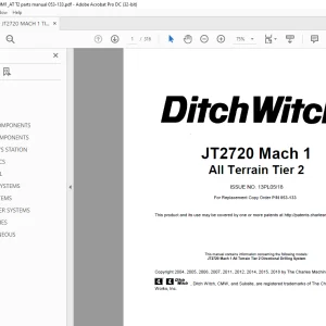 Ditch Witch JT2720 Mach 1 All Terrain Tier 2 Parts Manual 053-133 PDF
