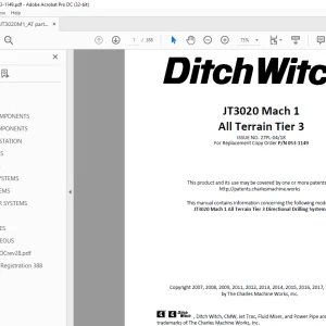 Ditch Witch JT3020 Mach 1 All Terrain Tier 3 Parts Manual 053-1149 PDF
