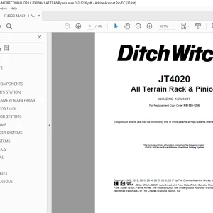 Ditch Witch JT4020 All Terrain Rack & Pinion Parts Manual 053-1216 PDF