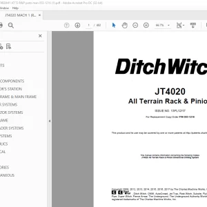 Ditch Witch JT4020 All Terrain Rack & Pinion Parts Manual 053-1216 PDF