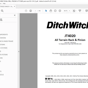Ditch Witch JT4020 All Terrain Rack & Pinion Parts Manual 053-1216