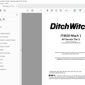 Ditch Witch JT4020 Mach 1 All Terrain Tier 2 Parts Manual 053-137 PDF