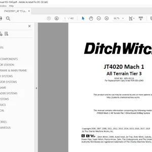 Ditch Witch JT4020 Mach 1 All Terrain Tier 3 Parts Manual 053-1043 PDF