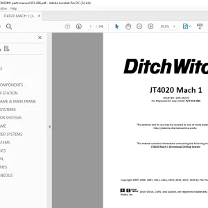 Ditch Witch JT4020 Mach 1 Parts Manual 053-086 PDF