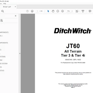 Ditch Witch JT60 All Terrain Tier 3 & Tier 4i Parts Manual 053-2629 PDF