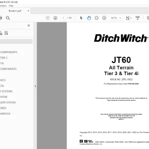 Ditch Witch JT60 All Terrain Tier 3 & Tier 4i Parts Manual 053-2629 PDF