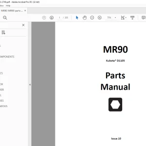 Ditch Witch MR90 Kubota® D1105 Parts Manual 053-2748 PDF