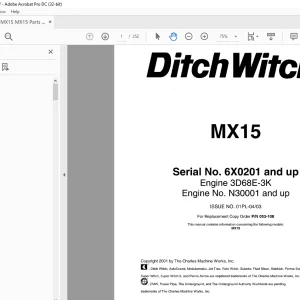 Ditch Witch MX15 Parts Manual SN 6X0201 and up - PDF DOWNLOAD