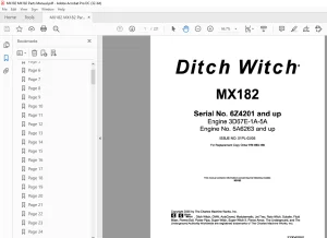 Ditch Witch MX182 Parts Manual PN 053-156 - PDF DOWNLOAD