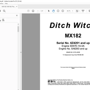 Ditch Witch MX182 Parts Manual PN 053-156 - PDF DOWNLOAD