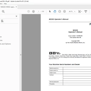 Ditch Witch MX202 Operator's Manual PN 054-145 - PDF DOWNLOAD