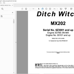 Ditch Witch MX202 Parts Manual PN 053-157 - PDF DOWNLOAD