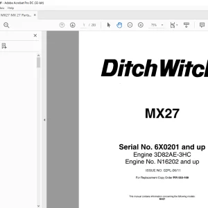 Ditch Witch MX27 Parts Manual SN 6X0201 and up - PDF DOWNLOAD