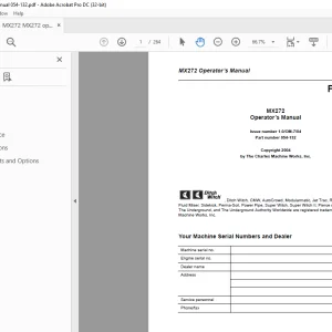 Ditch Witch MX272 Operator's Manual PN 054-132 - PDF DOWNLOAD