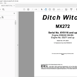 Ditch Witch MX272 Parts Manual PN 053-145 - PDF DOWNLOAD